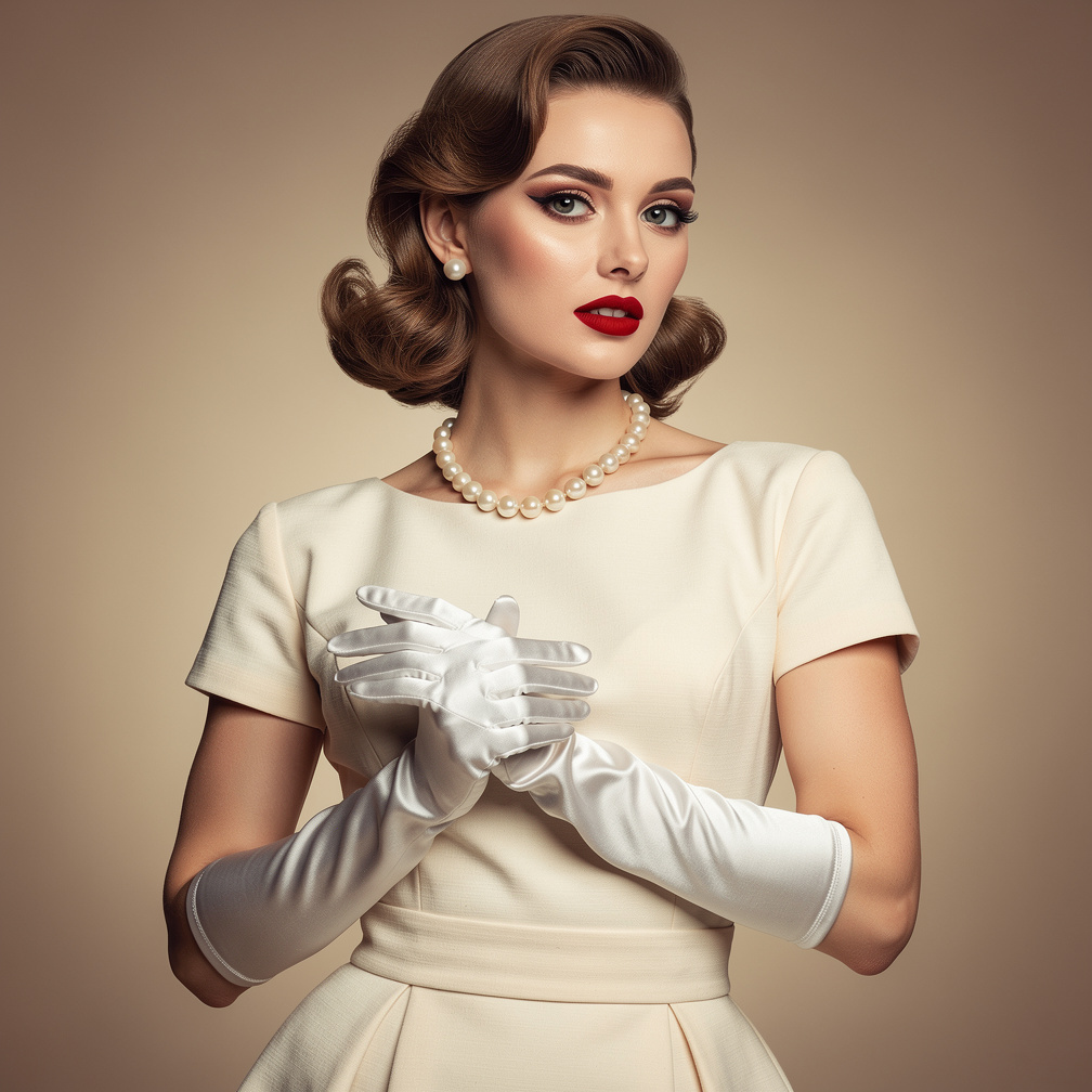 Editorial portrait of a European model in vintage 1950s styling