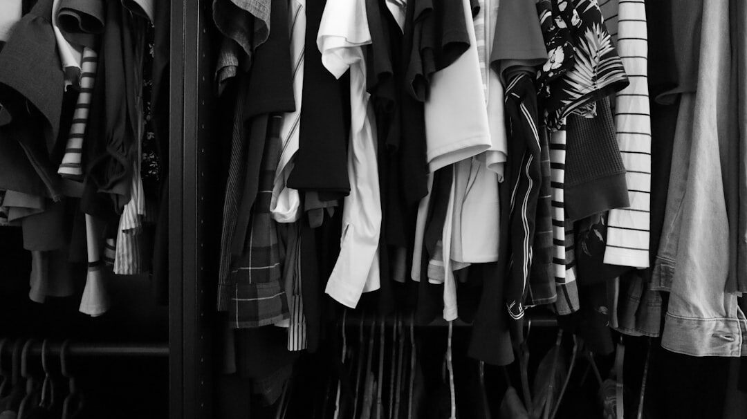 Vertical view of a vintage couture archive storage room